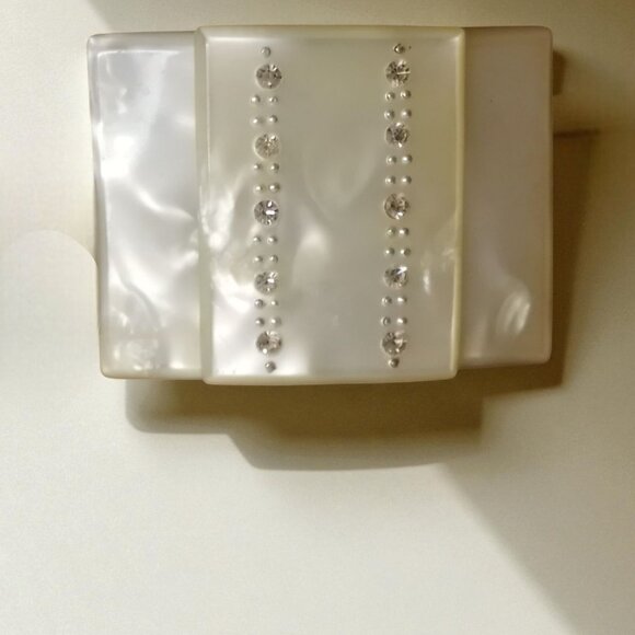 Vintage 1930s-1940s Mother of Pearl Rhinestone Dress or Shoe Clips Set of 2 - Picture 5 of 9